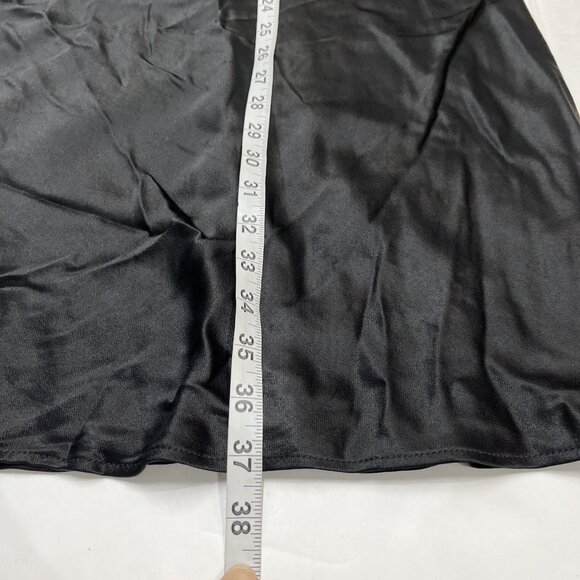 Shore Dress Womens M Black Satin Slip Halter Open Back Mini Y2K Whimsigoth - Picture 3 of 9